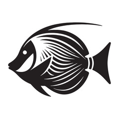 Bold Surgeonfish silhouette for impactful marine-themed visuals - Surgeonfish illustration - Minimalist Surgeonfish vector - Fish silhouette
