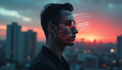 futuristic-man-cityscape-sunset-ai-technology