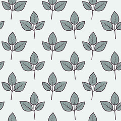 Serene minimalist leaf pattern. Elegant, repeating design featuring stylized foliage on a soft background. Ideal for textile prints, wallpaper, stationery, and website backgrounds.