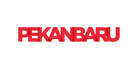 Fototapeta premium Pekanbaru in the Indonesia emblem. The design features a geometric style, vector illustration with bold typography in a modern font. The graphic slogan lettering.
