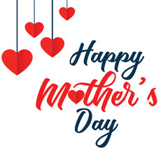 Lovely paper art drawing Happy Mothers Day card. Mom and baby on white background with love. Trendy Mother's Day card, banner, poster, flyer, label or cover with flowers frame, abstract floral pattern