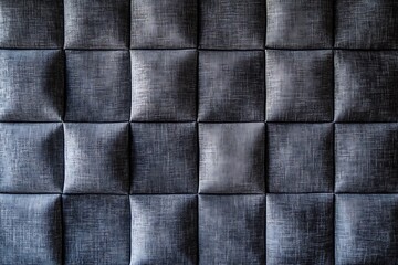Fototapeta premium Gray grey colored seamless natural cotton linen textile fabric texture pattern, with diamond quilted, rhombic stiching. stitched background banner panorama