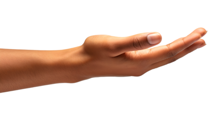 Open Hand Gesture Reaching Out, Supportive Touch for Human Care and Connection Themes, isolated on transparent background.