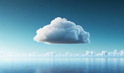 Soft white cloud drifting above a calm blue ocean on a clear sunny day, abstract background