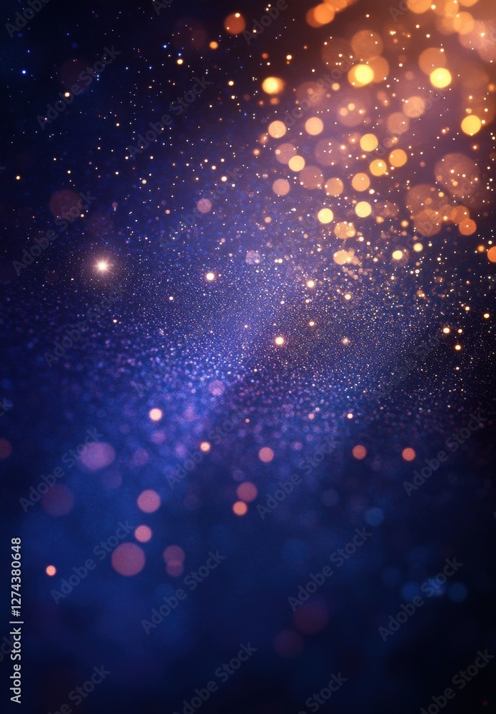 Aufkleber ethereal bokeh background with orange and blue light particles creating a dreamy atmosphere for abst