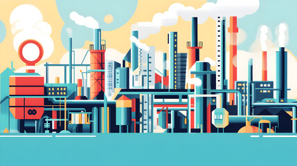 Fototapeta premium skyline with strong diagonal lines and industrial shapes symbolizing production and global commerce 