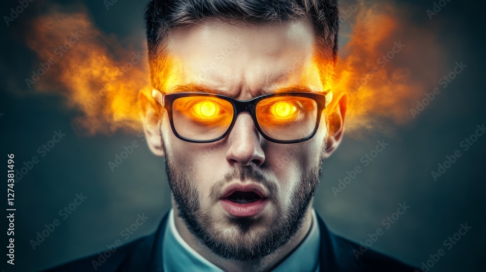 Aufkleber man with glasses and a surprised expression. the image is a creative representation of a man's face 