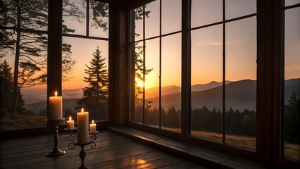 Candlelit Scene at Sunrise, seamless looping 4k time-lapse video background