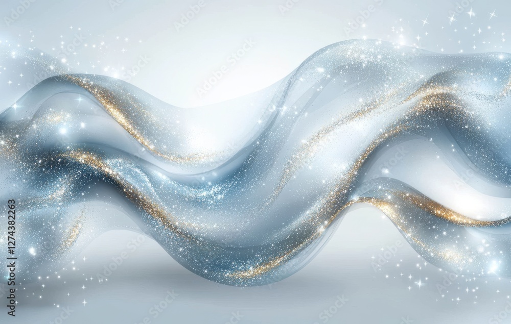 Aufkleber ethereal waves of light and color in soft blue tones with sparkling glitter and fluid motion creatin