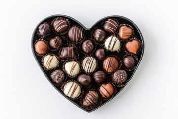 Delicious assortment of heart-shaped chocolates arranged for a romantic occasion isolated on transparent background