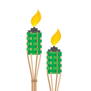 Vector illustration of Bamboo lamp or Pelita Buluh, Malay culture, light of ramadan