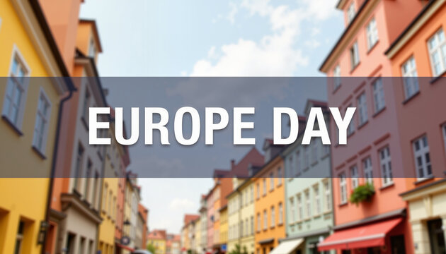 Blurred city street celebrating Europe Day - Powered by Adobe