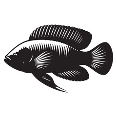 Decorative Wrasse fish silhouette, an elegant marine depiction - Wrasse fish illustration - Minimalist Wrasse vector - Fish silhouette
