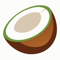 Single Coconut Slice Vector Illustration ? Cartoon, Clipart & Line Art Design 1.eps