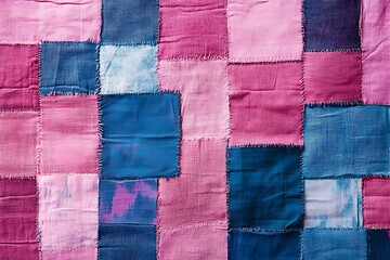 Pink quilted fabric, cloth sewn, stitching. Seamless pattern, pink texture of the blanket, textile