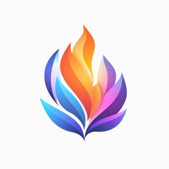 A bold fire logo with intense flames and strong lines, centered on a white background