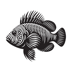 Sleek Wrasse fish silhouette, a modern take on marine life - Wrasse fish illustration - Minimalist Wrasse vector - Fish silhouette
