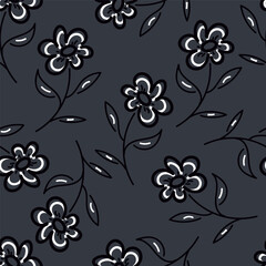 Trendy exotic hand drawn flowers seamless pattern. Floral background for textile, wallpaper, banner, covers, surface, printing and home decor. Flower vector illustration.
