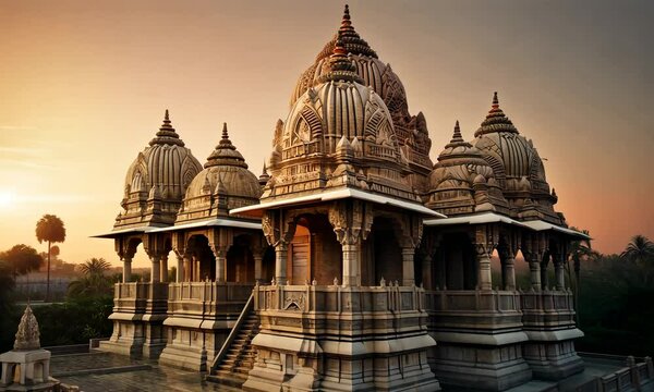 Indian temple at sunset, culture and travel concept 