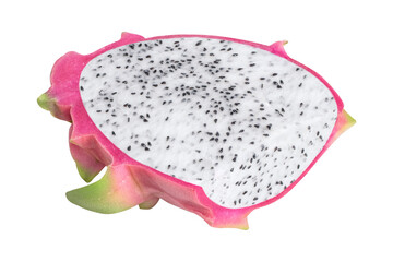 half of dragon fruit or pitahaya on isolated white background