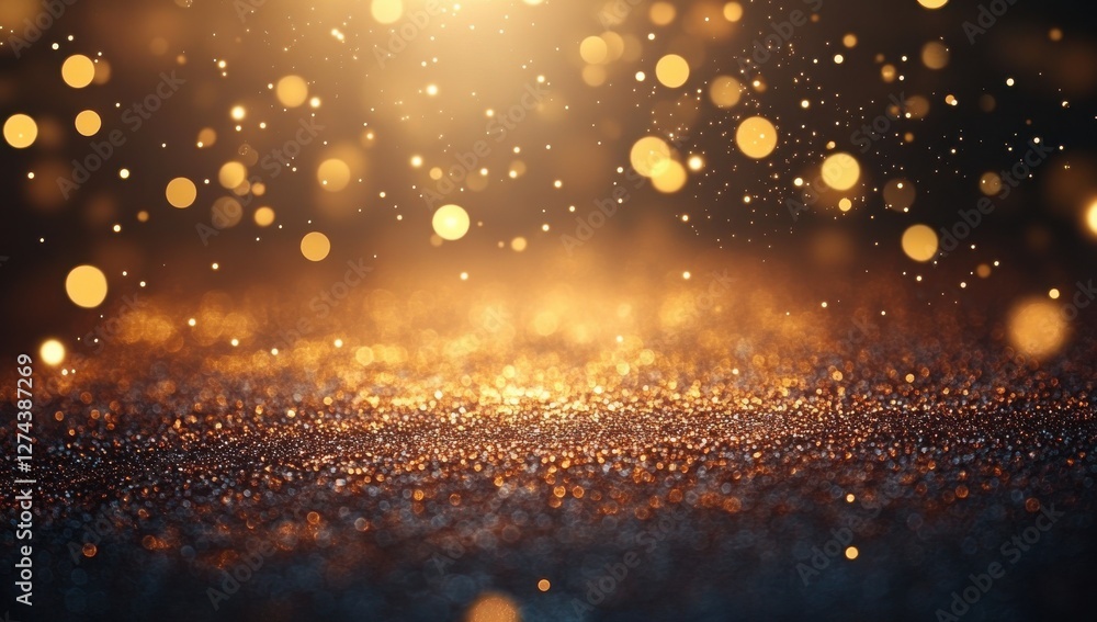Poster glimmering particles and shiny bokeh creating a magical atmosphere with soft focus effect for backgr