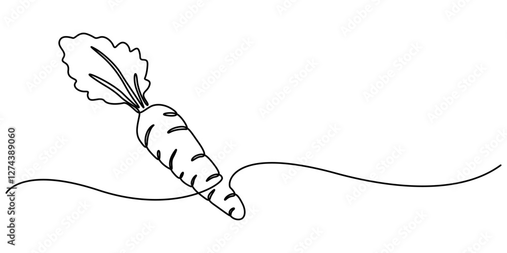 Poster simple carrot in continuous one line art drawing icon isolated on white background vector illustrati