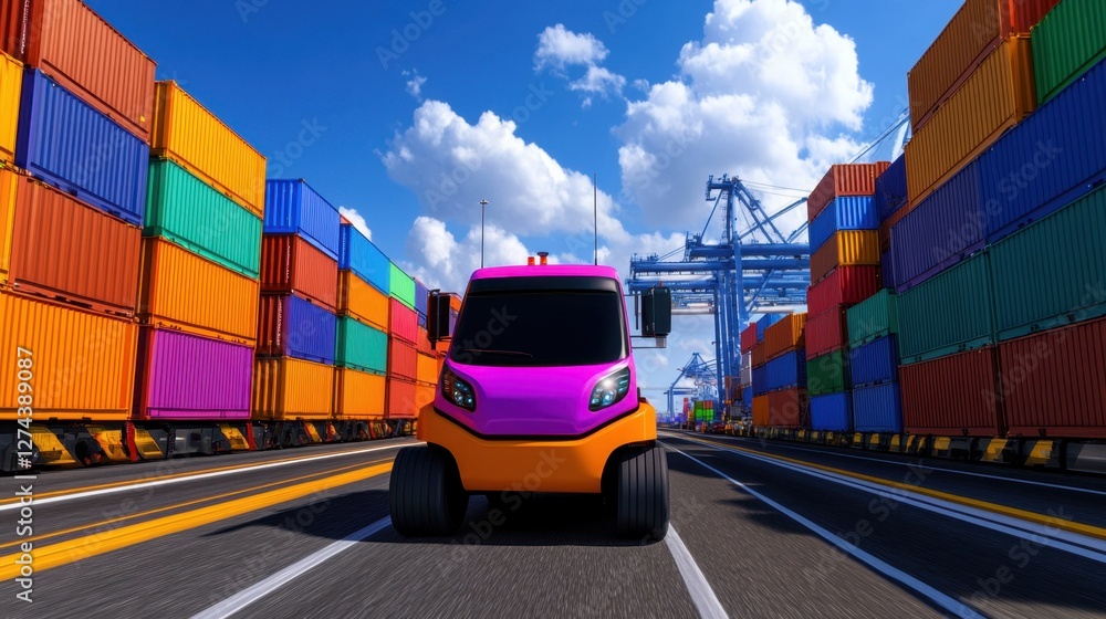 Poster ai-managed port operations. a fully automated port where ai schedules, organizes, and directs contai