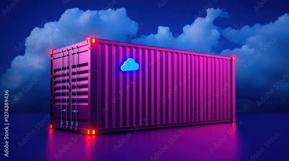 Poster smart containers with iot sensors. containers equipped with real-time tracking, temperature control,