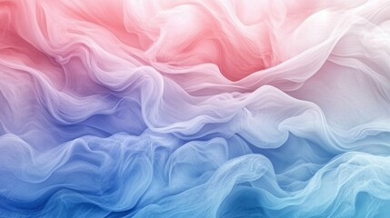 Obraz premium Abstract flowing fabric in soft pink and blue hues, creating a serene and dreamy atmosphere