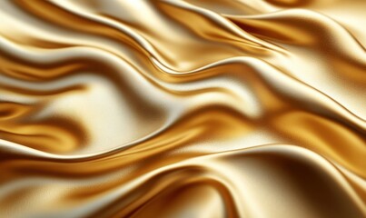 Obraz premium Luxurious Shimmering Gold Fabric Draped Elegantly, Capturing the Light with Smooth Waves and Soft Curves, Ideal for Creative Projects and Design Inspiration