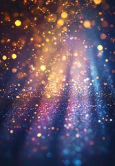 Magical shimmering bokeh lights illuminating a dark background with ethereal sparkles and vibrant colors, creating a dreamy and enchanting atmosphere