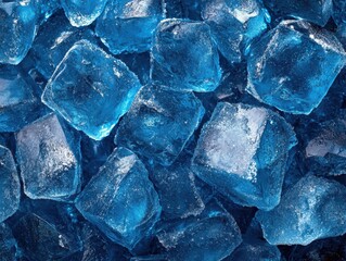 Refreshing blue ice cubes glistening in a cool arrangement perfect for summer drinks and chilling moments close up shot