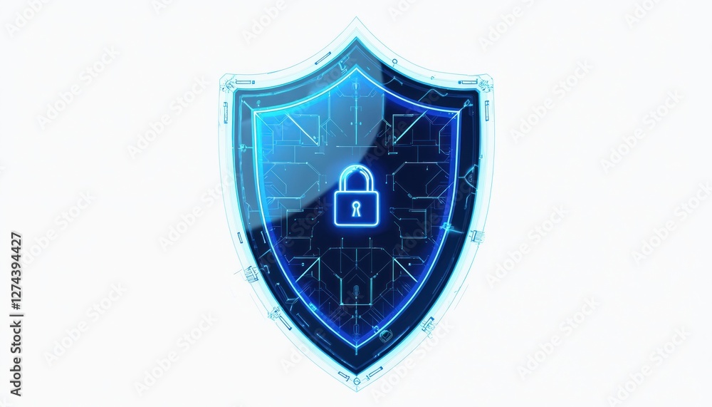 Aufkleber digital shield with futuristic design. blue technology protection isolated on transparent background