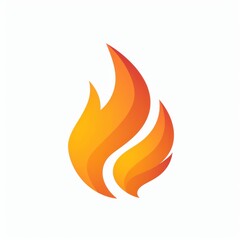 A bold fire logo with intense flames and strong lines, centered on a white background