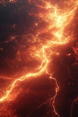 Fiery Cosmic Nebula with Electric Plasma Discharges and Intense Energy Flow in a Dynamic Space Scene