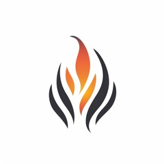 A bold fire logo with intense flames and strong lines, centered on a white background