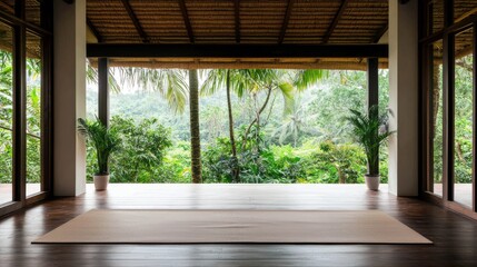 Nature-inspired yoga festival tranquil retreat event for mindfulness serene environment peaceful viewpoint rejuvenating concept