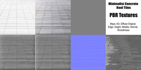 Minimalistic Concrete Roof Tiles - PBR Texture - 3D Design