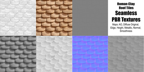 Roman Clay Roof Tiles - PBR Texture - 3D Design