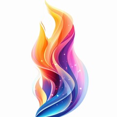 A bold fire logo with intense flames and strong lines, centered on a white background