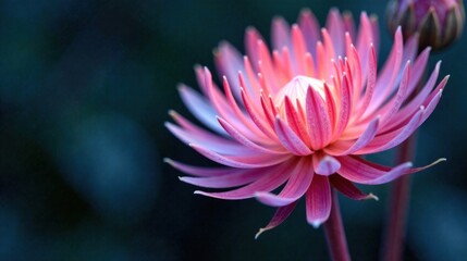 Delicate Pink Flower Blossom with Soft Petals and Subtle Color Variations, Captured in Close-Up Detail Against a Dark Background