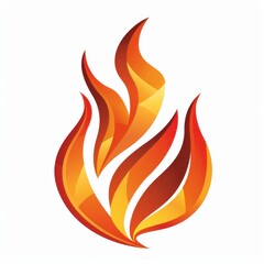 A bold fire logo with intense flames and strong lines, centered on a white background