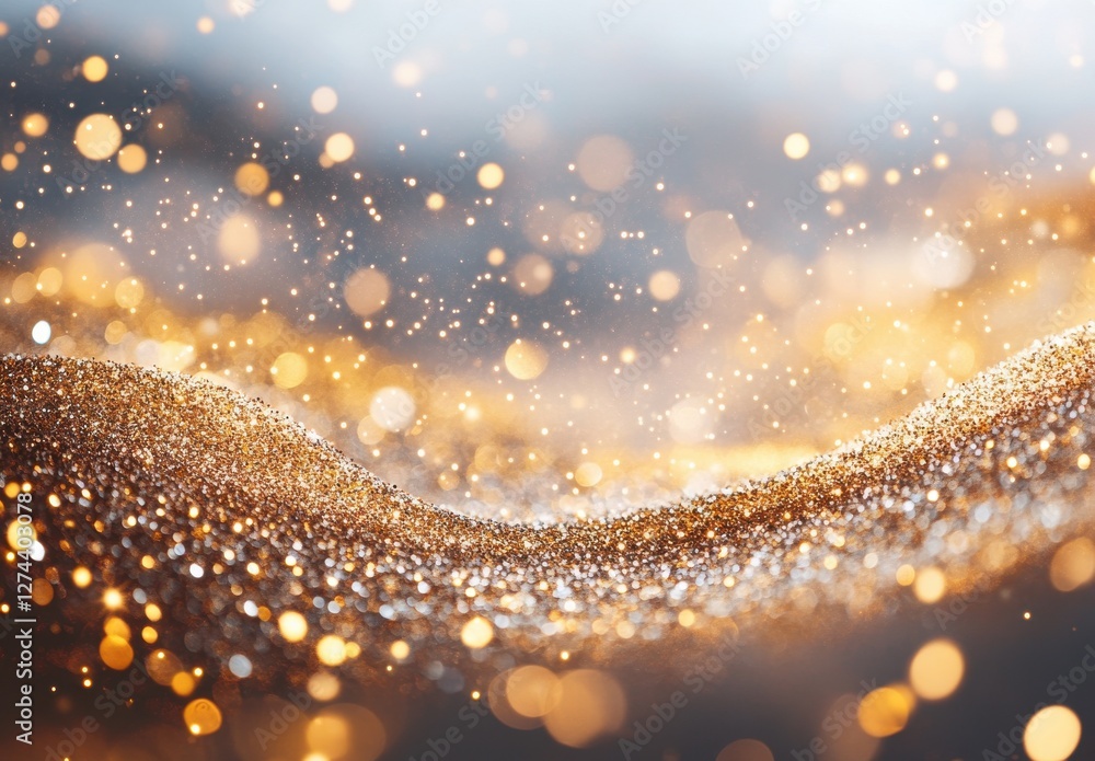 Aufkleber shimmering gold particles in a soft abstract background of brightness and light, capturing the essen