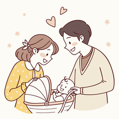 Child with parents vector