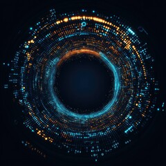 Fototapeta premium Digital Nexus: Abstract Circle of Binary Data in a Technological Atmosphere