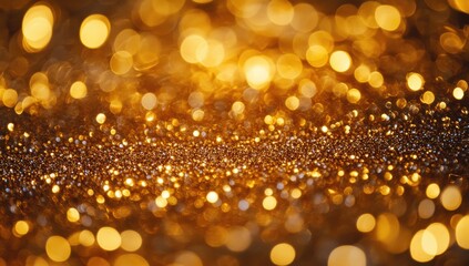 Shimmering Golden Bokeh Background with Soft Focus Effect for Creative Projects and Elegant Designs in Celebratory Atmospheres