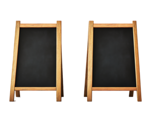 Wooden framed blackboard on easel, isolated on white background. PNG.AI GENERATED