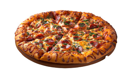 Pepperoni Pizza Slices Gourmet Italian Meal, Cheesy Crust for Tasty Lunch Displays, isolated on transparent background.