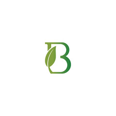 B green leaf. vector illustration of letter B and leaf for icon,symbol or logo © Agus