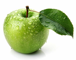 green apple with water drops